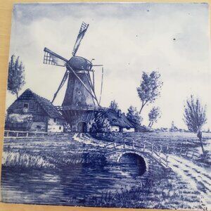 Set of Delft Windmill Tiles, Handpainted in Holland